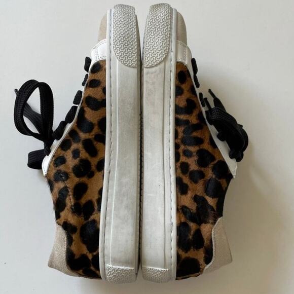 Veronica Beard Distressed Sami Leopard Calf Hair Suede Sneakers - Picture 7 of 11